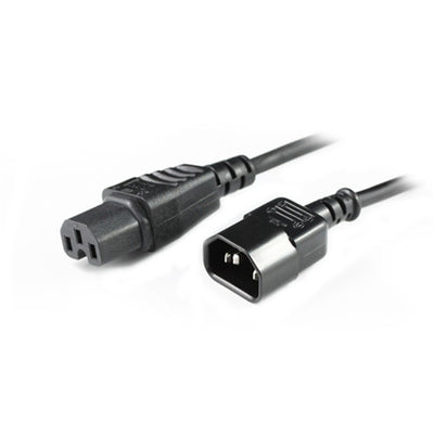 RackPower CM0CH200 - 10A C14 IEC plug to 10A C15 IEC 120 degree high temperature socket on 2m 0.75mm2 Black rubber lead