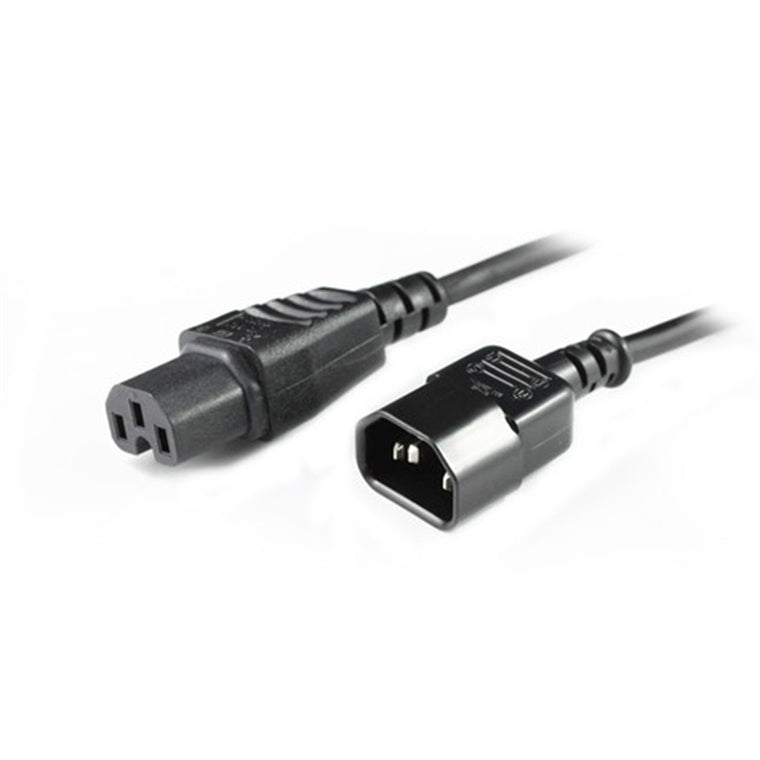RackPower CM0CH200 - 10A C14 IEC plug to 10A C15 IEC 120 degree high temperature socket on 2m 0.75mm2 Black rubber lead