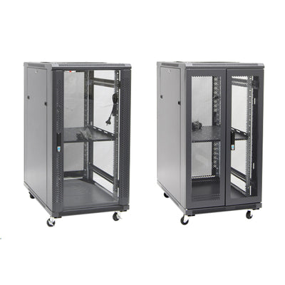 Dynamix RSR22-8X10 22RU Server Cabinet 1000mm Deep (800x1000x1166mm). Includes 1xFixed Shefl, 4x Fans, 25x Cage Nuts, 4x Castors & 4x Level Feet. Black