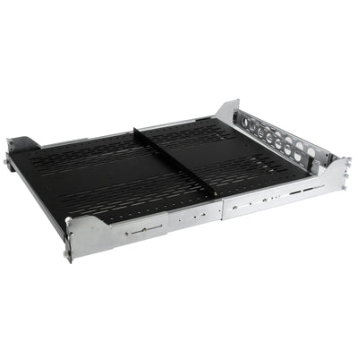 StarTech.com 2U Vented Sliding Server Rack Shelf w/ Cable Management Arm - 70.3 to 80.2cm Adjustable Mounting Depth - 22.6kg - 19 Server Tray Shelf for Equipment Rack - 61cm Deep