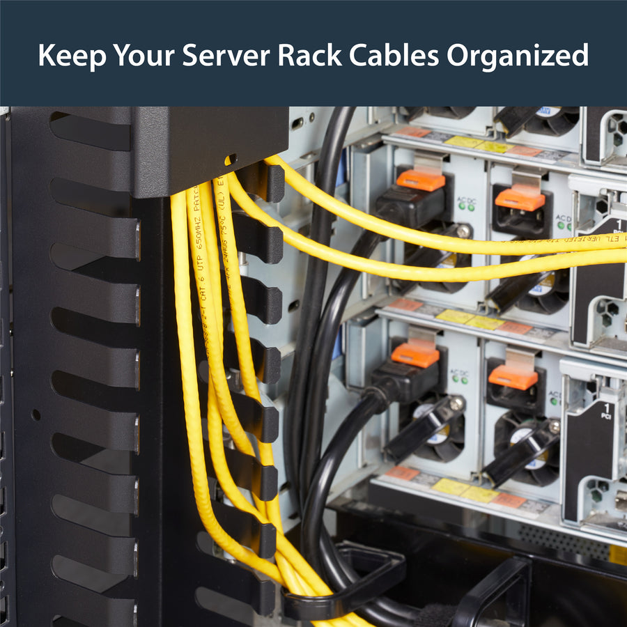 StarTech.com Vertical Cable Organizer with Finger Ducts - Vertical Cable Management Panel - Rack-Mount Cable Raceway - 0U - 3 ft - CMVER20UF