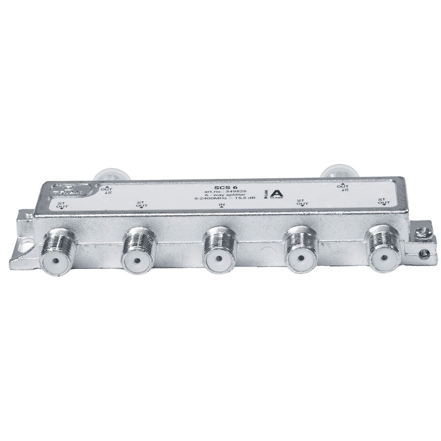 TRIAX 349826 - RF 6-Way Splitter 5-2400MHz. All ports power pass - diode steered