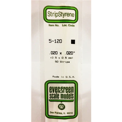 Evergreen Evergreen 5-120 - STRIPSTYRENE WHITE .50MM SQ 10