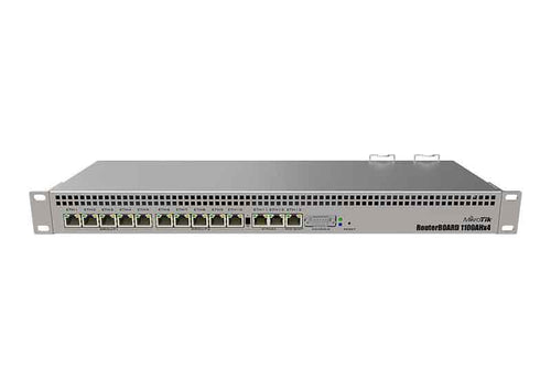 MikroTik RB1100AHx4 - RouterBOARD 1100x4 with AL21400 Cortex A15 CPU (4-cores, 1.4GHz per core), 1GB RAM, 13xGbit LAN, RouterOS L6, 1U rackmount case, Dual PSU
