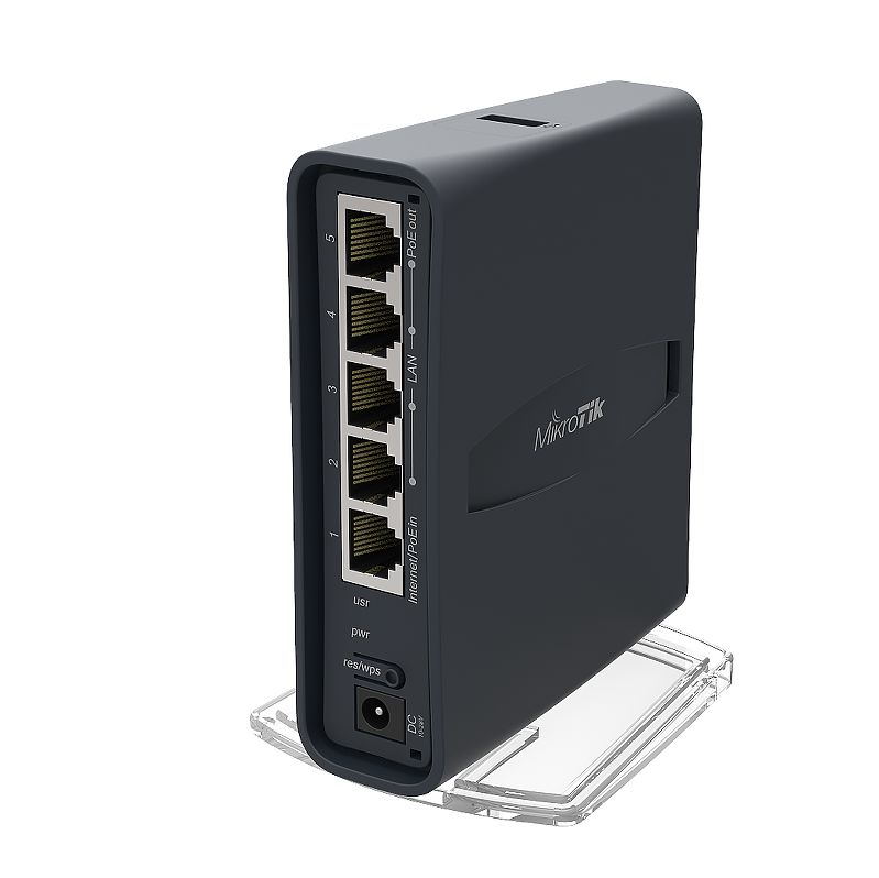 MikroTik RB952Ui-5ac2nD-TC - hAP ac lite tower, 650MHz CPU, 64MB RAM, 5xLAN, 2.4Ghz 802.11b/g/n, 5Ghz 802.11ac, USB, RouterOS L4