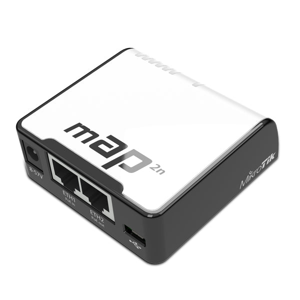 MikroTik RBmAP2nD - RouterBOARD mAP2nD (2)LAN, 2.4Ghz 802.11n WiFi, microUSB, RouterOS L4, Passive POE-in/out