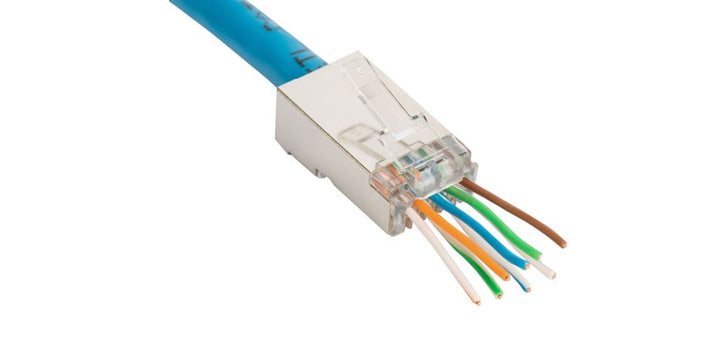 DYNAMIX RJ-45PTC6S-20 - Cat6 STP Internal Ground Push Through Plug, 50 U' 20pc Pack