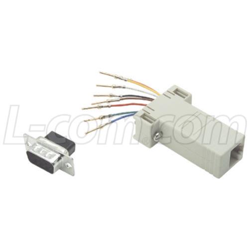 L-com RS9EMI8M - Shielded Modular Adapter DB9 Male RJ45 (8x8) Jack