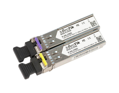 S-4554LC80D - MikroTik Pair of SFP modules, S-45LC80D (1.25G SM 80km T1490nm/R1550nm, Single LC-connector) + S-54LC80D (1.25G SM