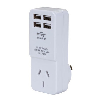 DYNAMIX A4U – USB-A Wandladegerät mit 4x USB-A Ausgängen & 1x Hauptsteckdose Geteilte 3.6A Schnellladung