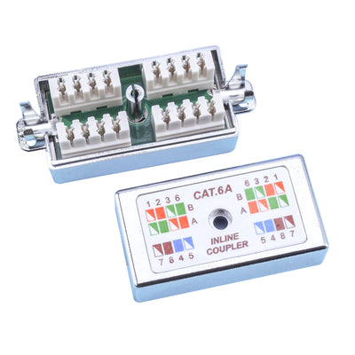 Dynamix A-PD-C6AS Cat6A UTP Inline Coupler, LSA-Anschlusstechnik. Farbe: Silber. RoHS-konform
