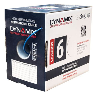 DYNAMIX 305m Cat6 Blue UTP Solid Cable Roll 250MHz 24AWGx4P LSZH CM UL Rated Jacket