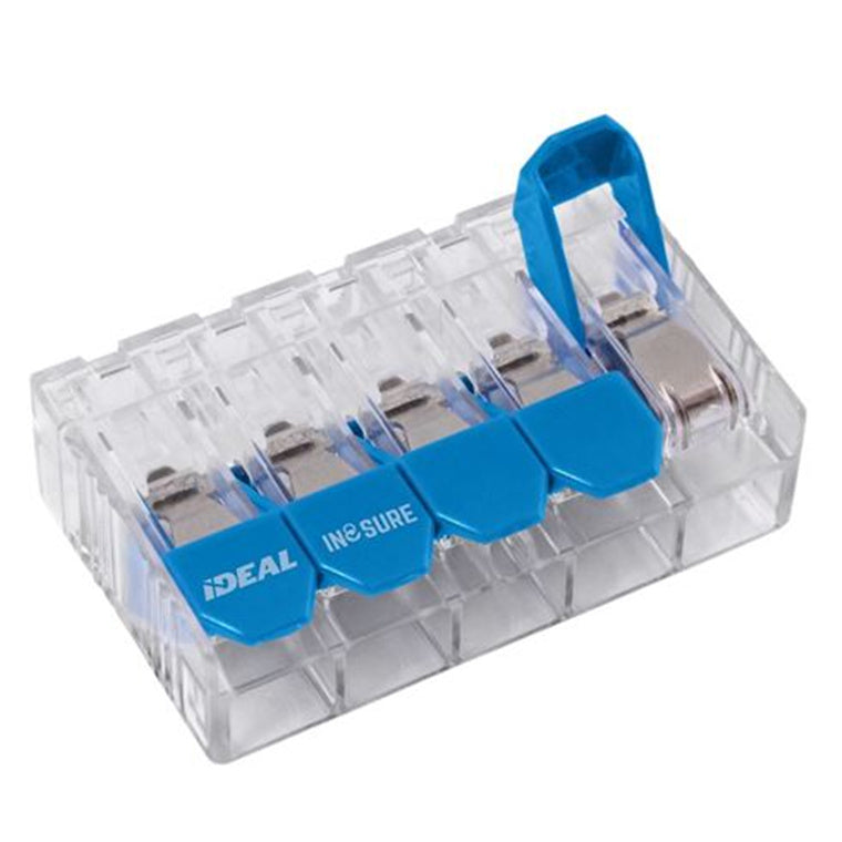 IDEAL INDUSTRIES IDL30-10L35JA - 30A 5 Port Wire Connector Lever. 20pc Jar. 0.5 mm2 to 6.0 mm2