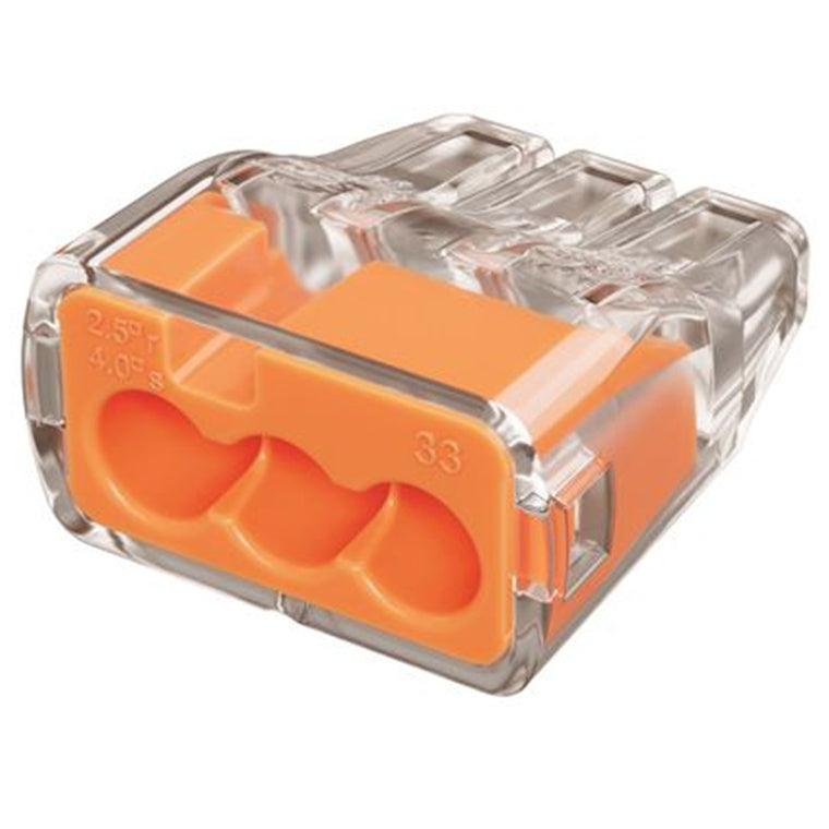 IDEAL INDUSTRIES IDL30-1133J - 32A 3 Port Push-in Wire Connector 100pc Jar. 0.75mm2 - 4.0mm2 Solid 1.5mm2