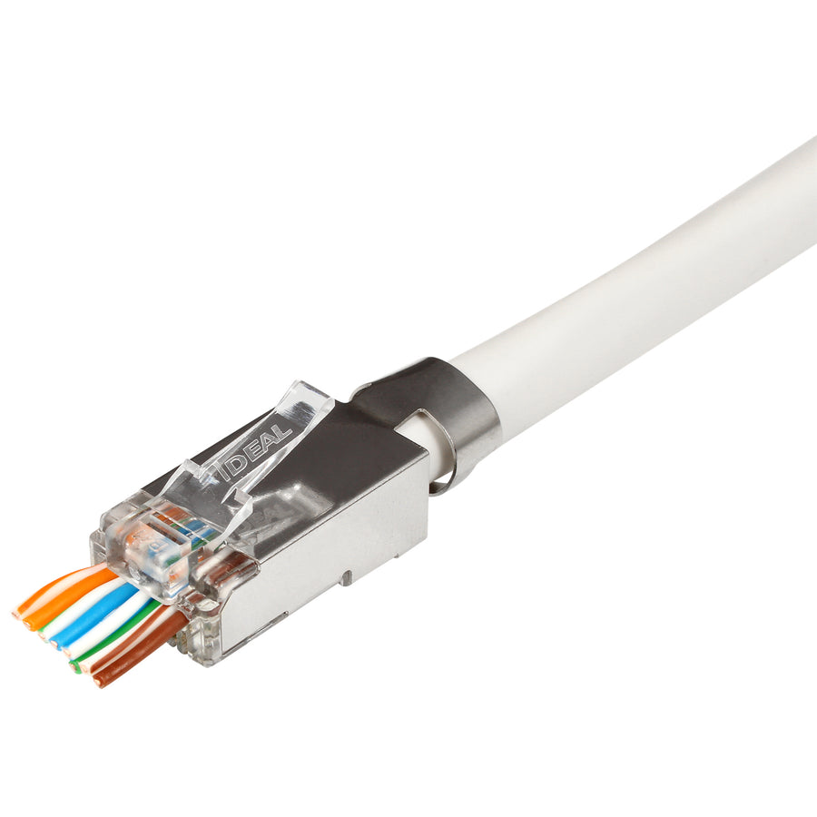 IDEAL INDUSTRIES IDL85-369 - CAT6A/6/5e STP RJ45 Push Through Plug Staggered Jar of 50 Compatible w/ 30-496