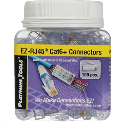 PLATINUM TOOLS 202010J - Cat6 EZ-RJ45 Plug. Easy install RJ45 plug for Cat6 solid or Stranded cable.