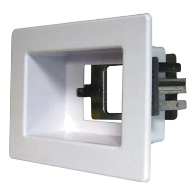 Recessed Single White Wall Box. 1x GPO Slot, Stud Mount or Floating GibNeworRetrofitnstallation.Suittable for use in 70 & 90mm Wall Cavities. Includes Metal Bracket.