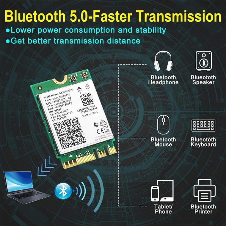 Intel  AX200 WiFi 6 + Bluetooth 5.0 Internal M.2 Wireless Adapter