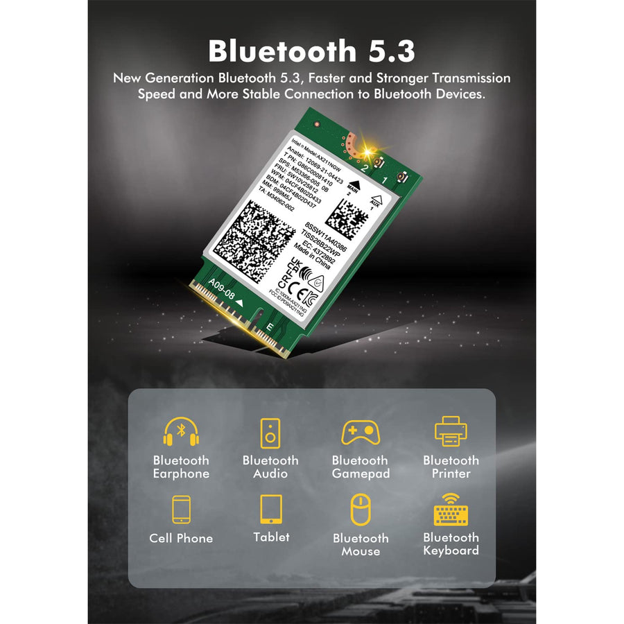 OEM  AX211 WiFi 6E + Bluetooth 5.3 Internal M.2 Wireless Adapter With Internal Antenna