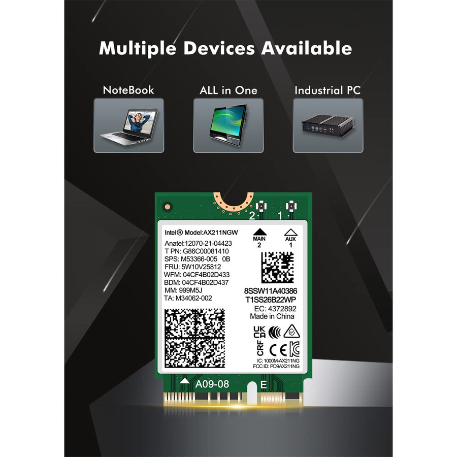 OEM  AX211 WiFi 6E + Bluetooth 5.3 Internal M.2 Wireless Adapter With Internal Antenna