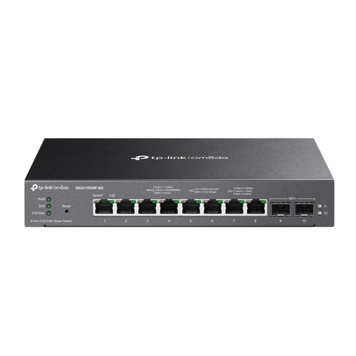 Omada SG2210XMP-M2 - SG2210XMP-M2 8-Port 2.5GE and 2-Port 10GE SFP+ Smart Switch with 8-Port PoE+