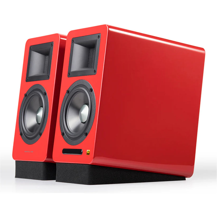 Airpulse by Edifier A100 Bookshelf Speakers + SW8 8" Subwoofer 270W 2.1 HiFi System Bundle - Gloss Red