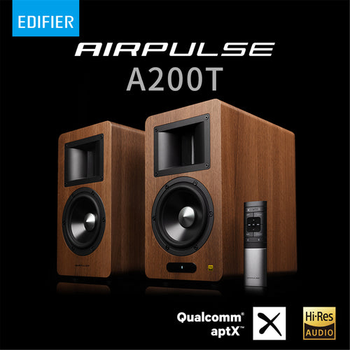 Airpulse by Edifier A200T Premium HiFi 130W Active Powered Bookshelf Speaker System - Walnut