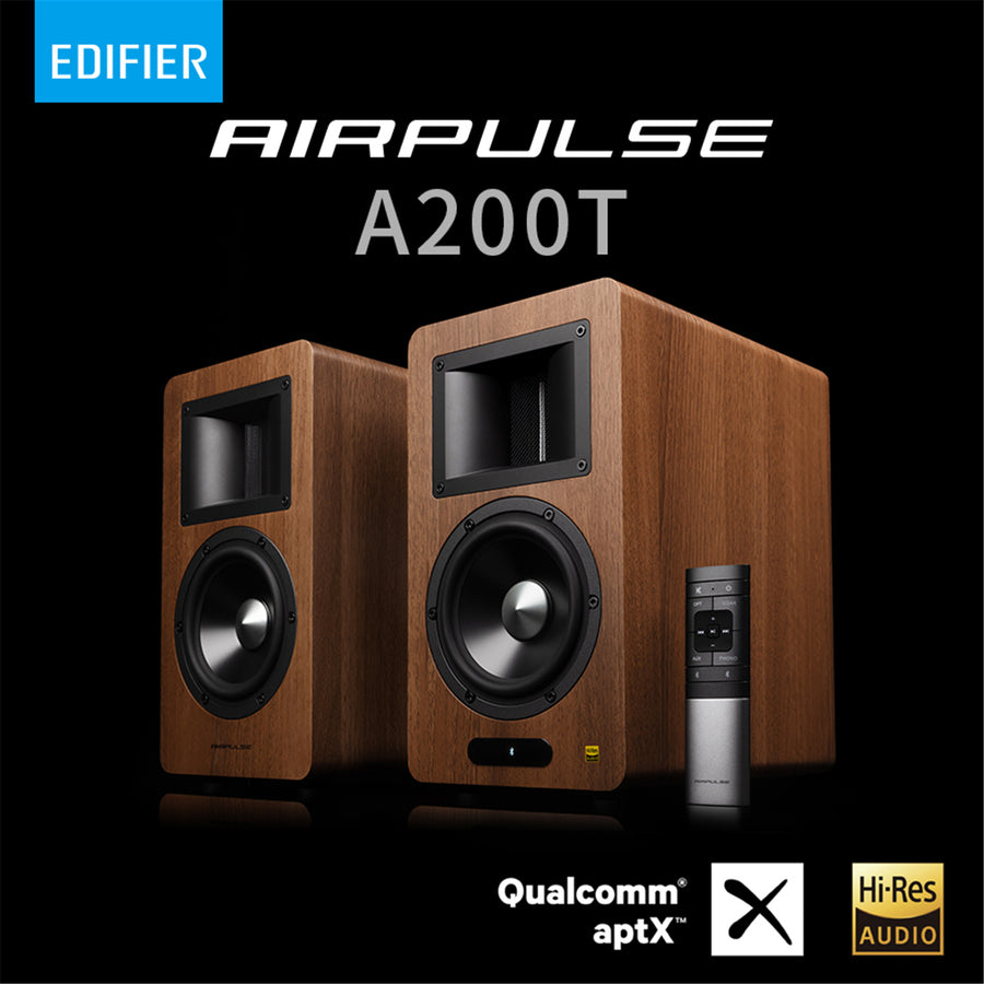 Airpulse by Edifier A200T Premium HiFi 130W Active Powered Bookshelf Speaker System - Walnut