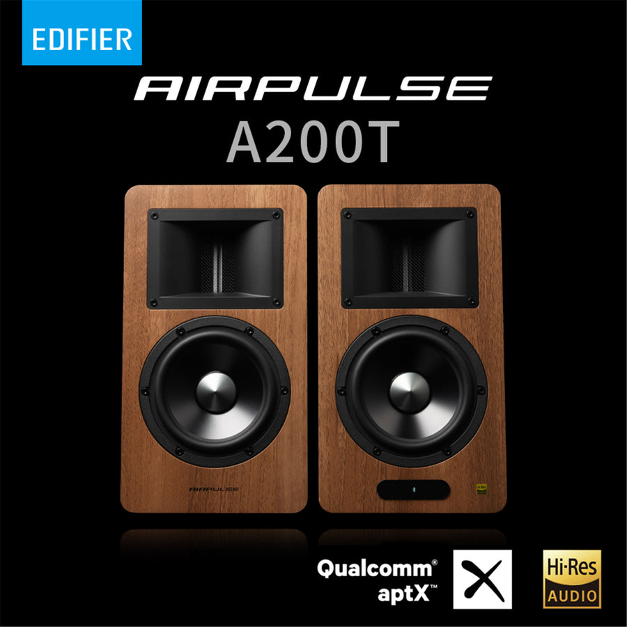 Airpulse by Edifier A200T Premium HiFi 130W Active Powered Bookshelf Speaker System - Walnut