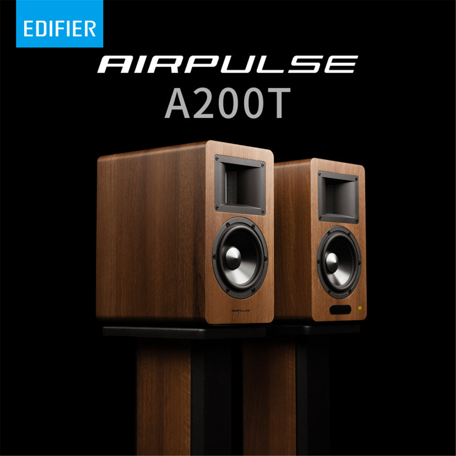 Airpulse by Edifier A200T Premium HiFi 130W Active Powered Bookshelf Speaker System - Walnut