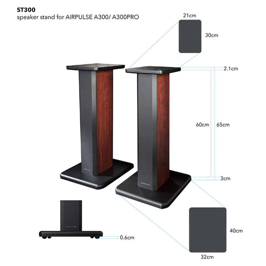 Airpulse by Edifier ST300  Premium Speaker Floor Stand Pair - Walnut