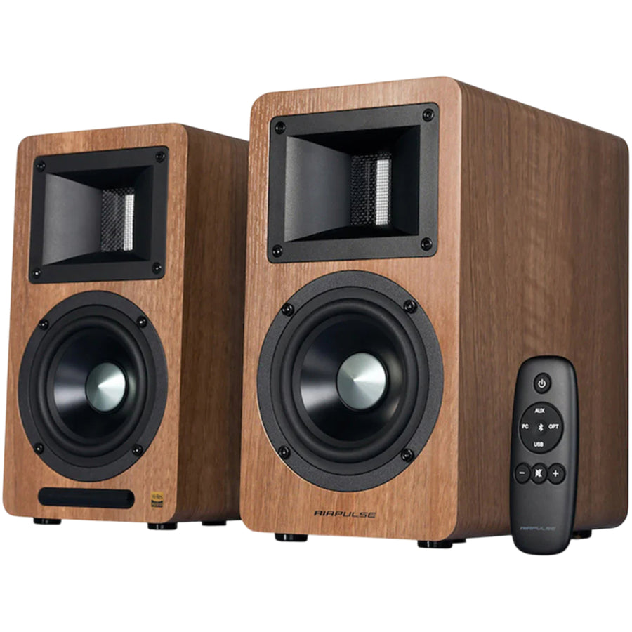 Airpulse by Edifier A80 Bookshelf Speakers + SW8 8" Subwoofer 270W 2.1 HiFi System Bundle - Walnut