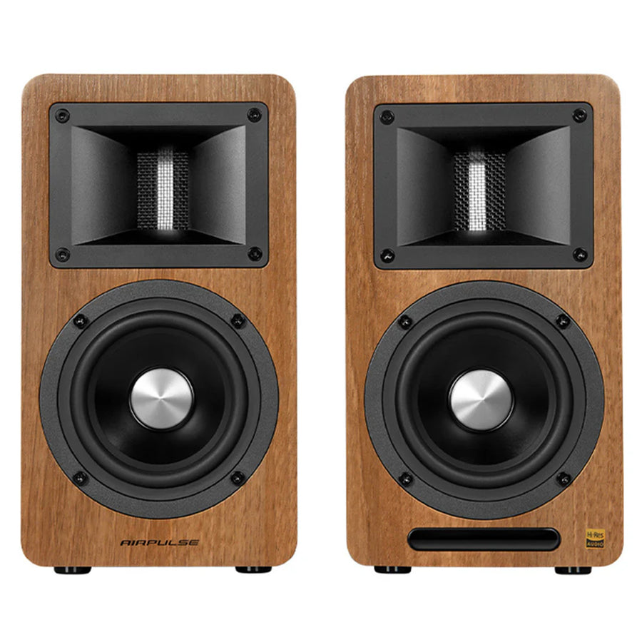 Airpulse by Edifier A80 Bookshelf Speakers + SW8 8" Subwoofer 270W 2.1 HiFi System Bundle - Walnut