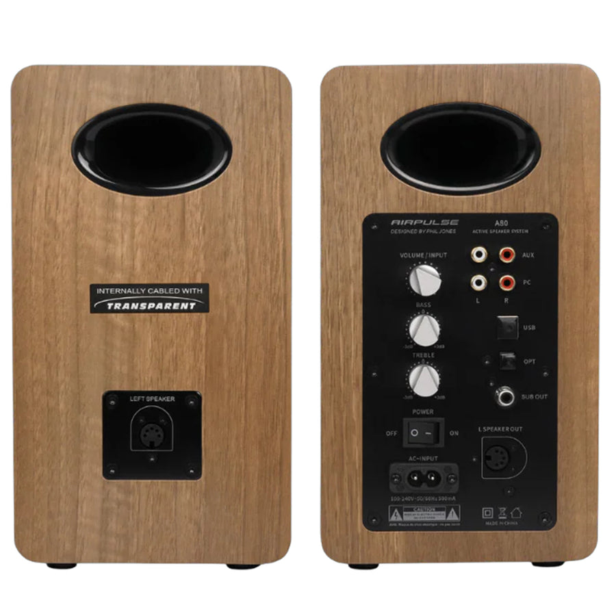 Airpulse by Edifier A80 Bookshelf Speakers + SW8 8" Subwoofer 270W 2.1 HiFi System Bundle - Walnut