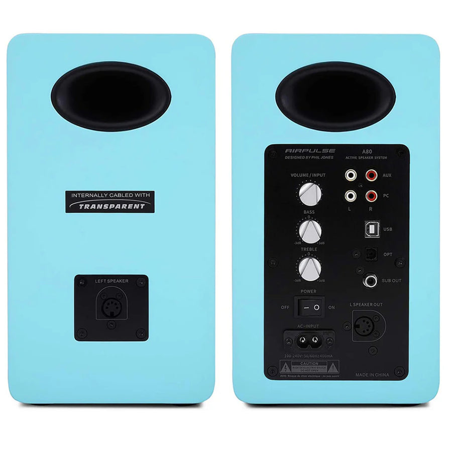 Airpulse by Edifier A80 Bookshelf Speakers + SW8 8" Subwoofer 270W 2.1 HiFi System Bundle - Tiffany Blue