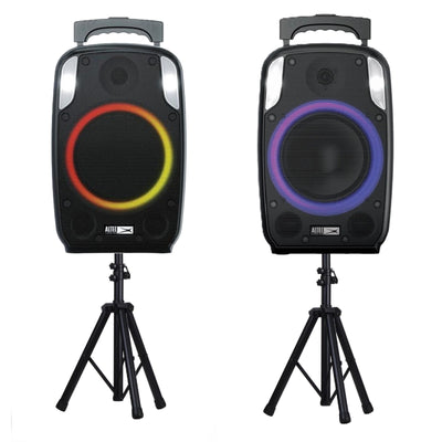 Altec Lansing SoundRover 50 50W Wireless Portable Party Speakers (2-Pack) with Tripod Stands & Mics