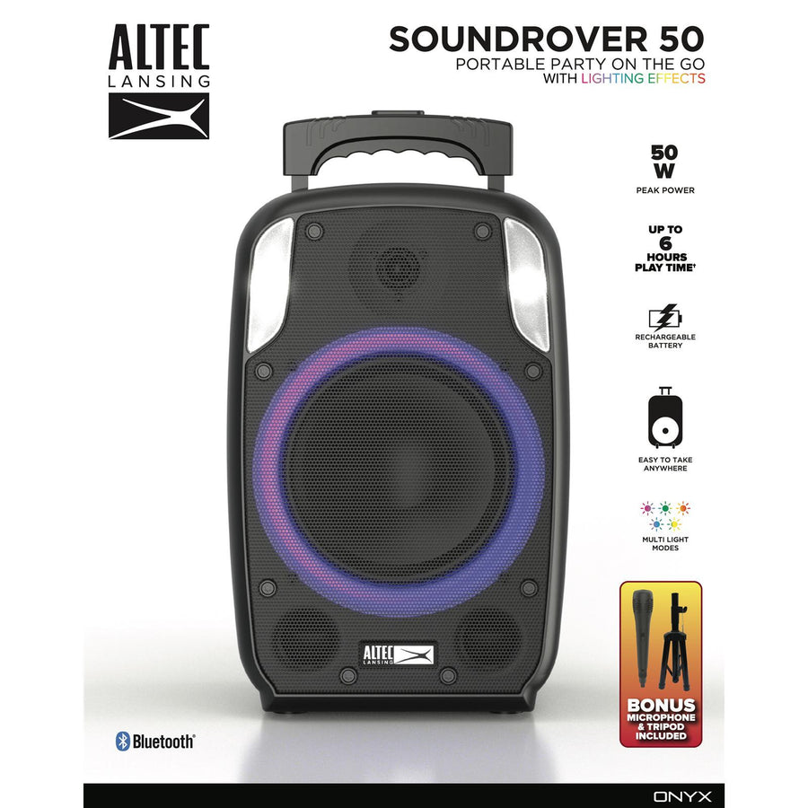 Altec Lansing SoundRover 50 50W Wireless Portable Party Speaker with Tripod Stand & Microphone