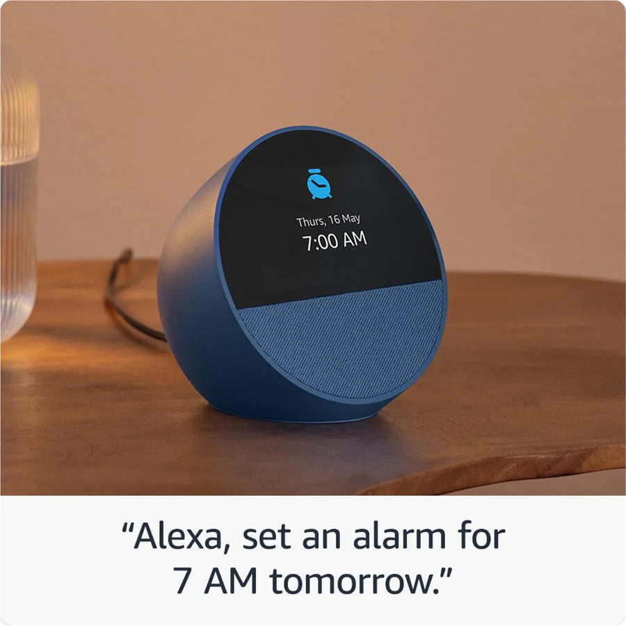 Amazon Echo Spot (2024)  Smart Alarm Clock Speaker with Alexa - Ocean Blue