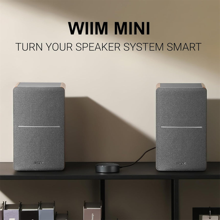 Edifier  R1280T + WiiM Mini bundle 42W Powered Bookshelf Speakers - Brown