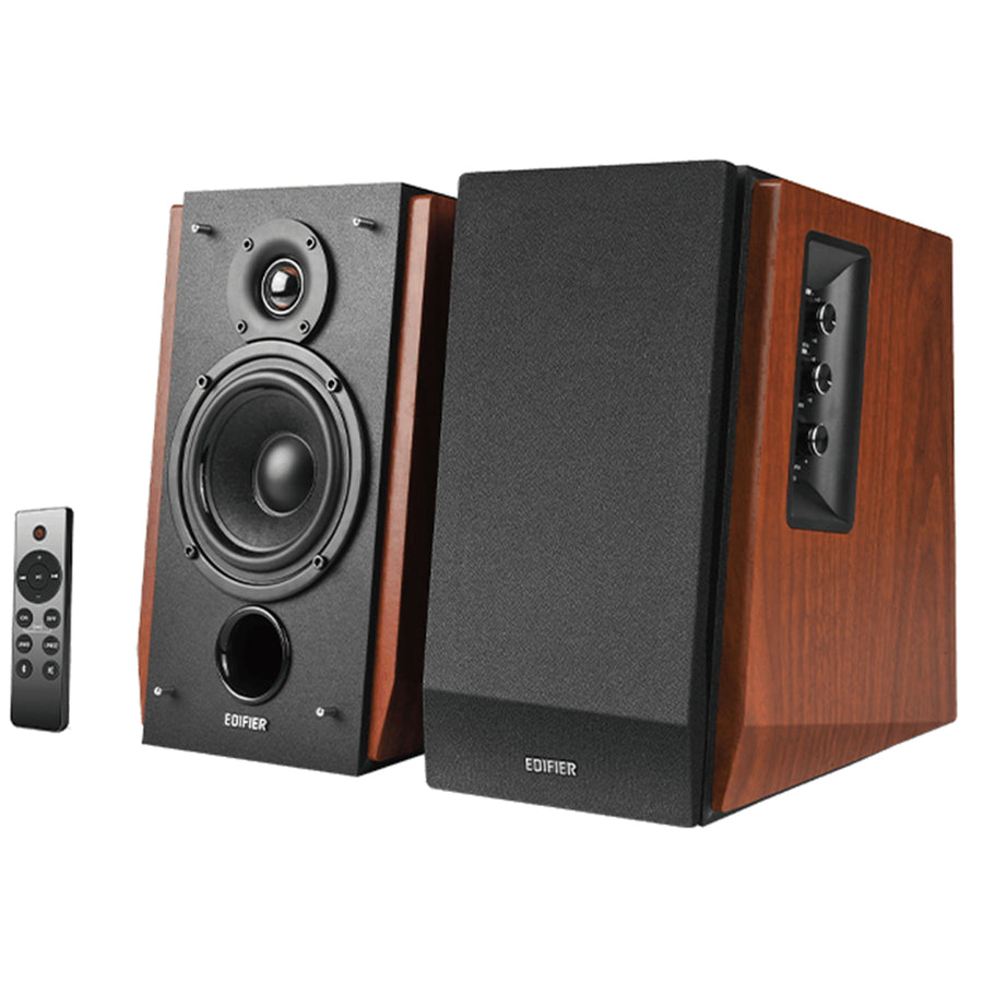Edifier  R1700BTs 66W Powered Bookshelf Speakers with AptX HD Bluetooth & Subwoofer Output - Brown