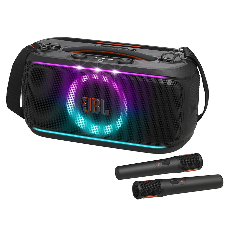 JBL PartyBox On-The-Go MK2 100W Wireless Portable Party Speaker with 2x JBL Wireless Digital Microphones