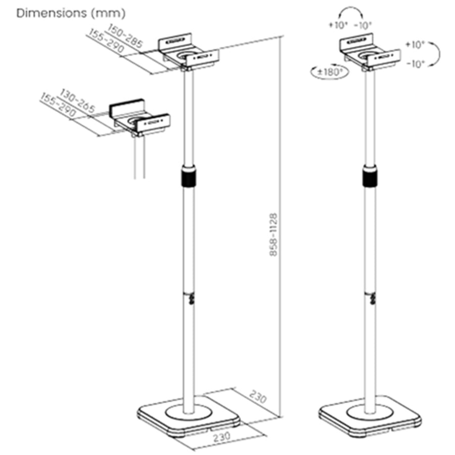 KONIC KN-BS75 Universal Height Adjustable Speaker Floor Stand