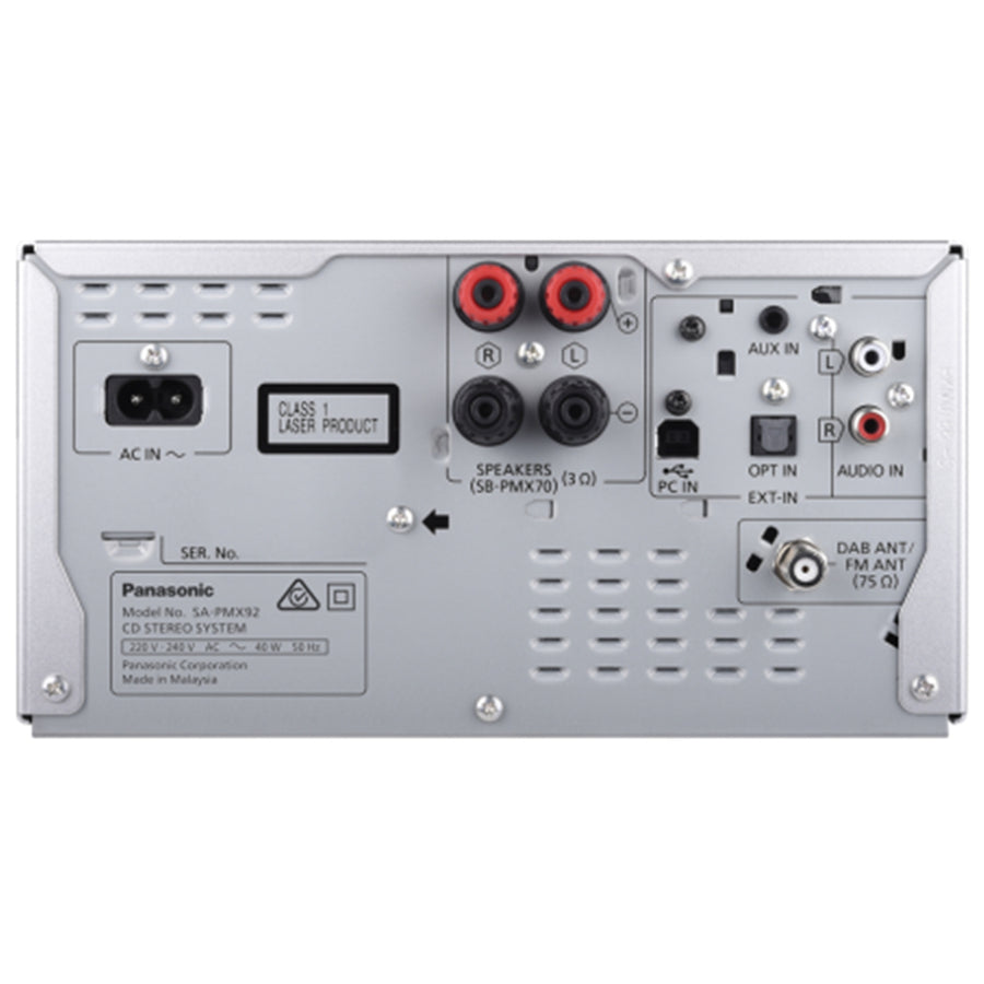 Panasonic  SC-PMX92 120W Premium Hi-Res Stereo Micro System with 3-Way Speakers - Silver