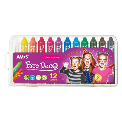 Amos FD5PC12 Face Deco Facepaint Set 12 Colours w/Safe and Skin-Friendly Formula