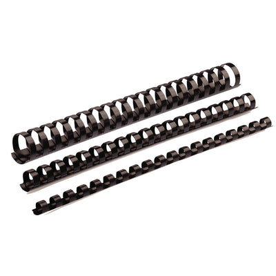 100093154 - Fellowes Plastik-Bindespiralen 19mm Schwarz, Packung mit 100 Stück