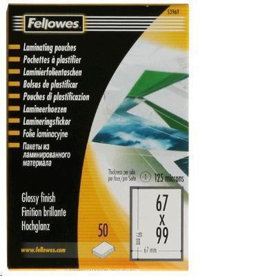 Fellowes Laminating Pouches 67x99mm 125 Micron, Pack of 50