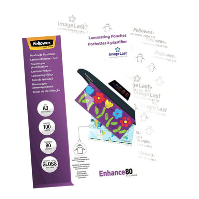 5306207 - Fellowes Laminierfolien A3 glänzend 80 Mikron, Packung mit 100 Stück