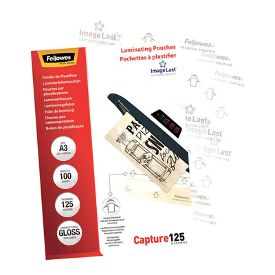 5307506 - Fellowes Laminating Pouches A3 Gloss 125 Micron, Pack of 100