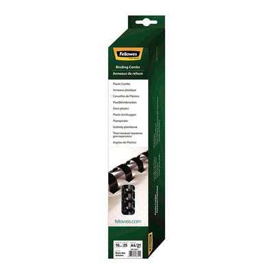 5331102 - Fellowes Plastik-Bindespiralen 10mm Schwarz, 25er Pack