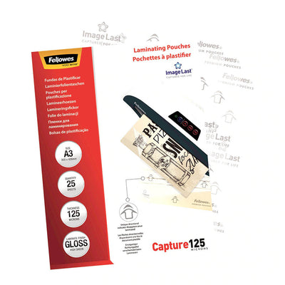 Fellowes Laminating Pouches A3 Gloss 125 Micron, Pack of 25